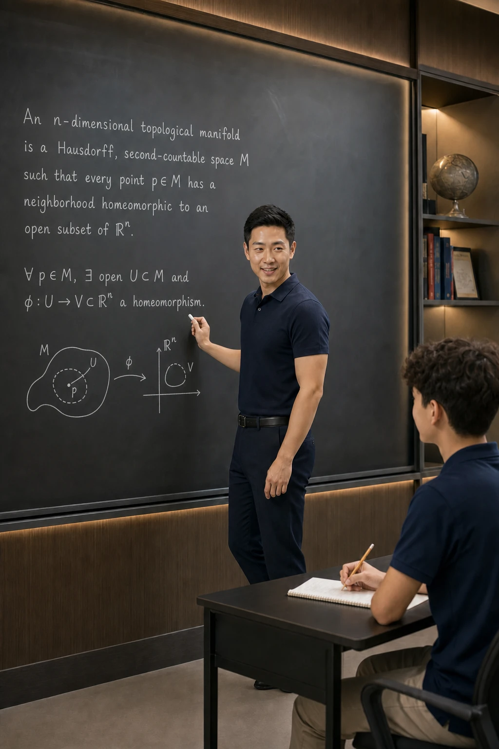 老师与学生一起学习数学